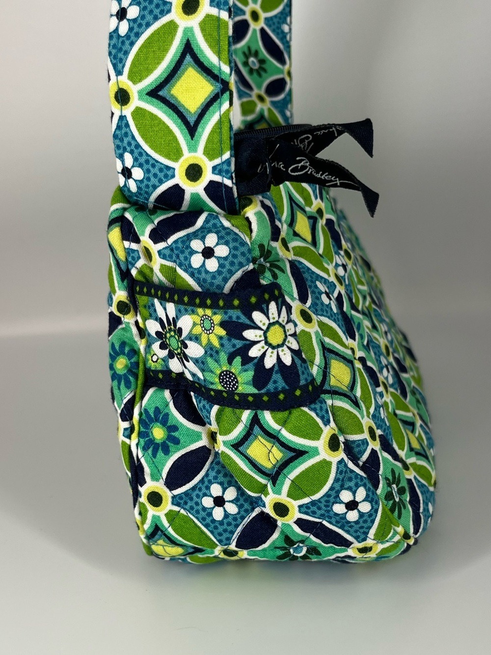 Vera Bradley Maggie Purse Daisy Green Geometric Quilted Shoulder Bag - Picture 4 of 11